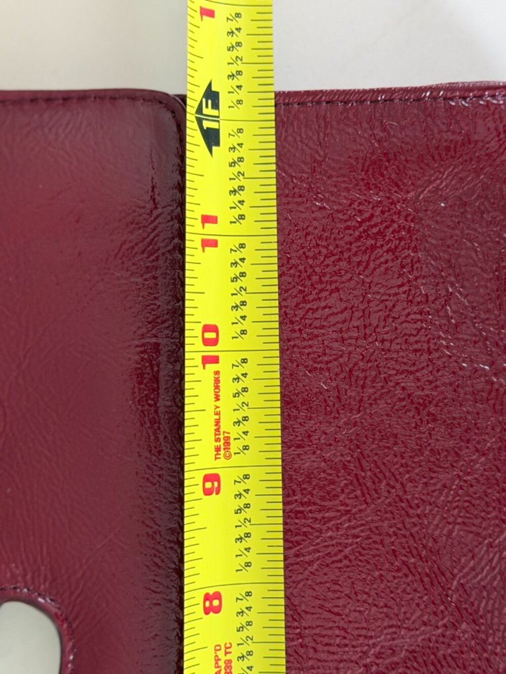 Vintage HOBO International Red Patent Leather Cutout Handle Clutch - Picture 13 of 14